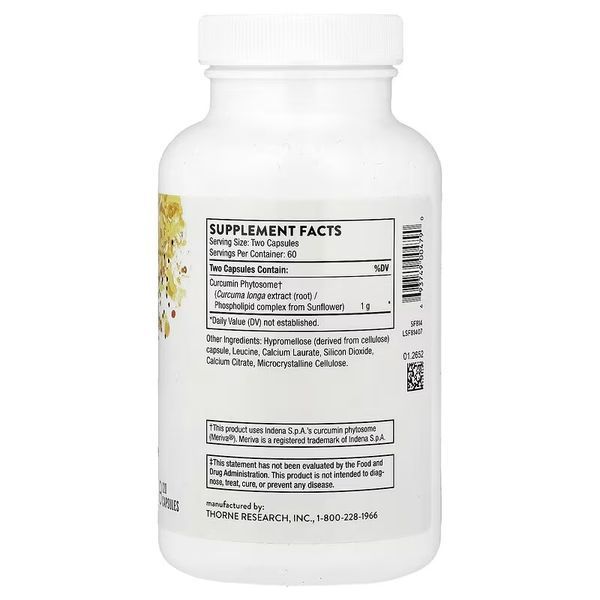 Фітосоми Куркуміну, 1000 мг, Curcumin Phytosome, Thorne Research, 120 капсул