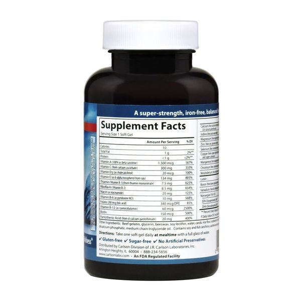 Мультивитамины и Минералы с Омега-3, Fish Oil Multi, Carlson, 60 желатиновых капсул