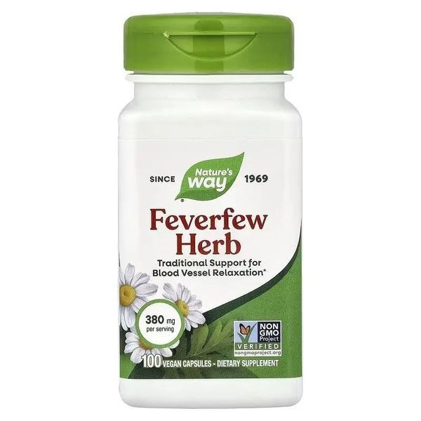 Піретрум дівочий (дівоча пижма), 380 мг, Feverfew Herb, Nature's Way, 100 вегетаріанських капсул