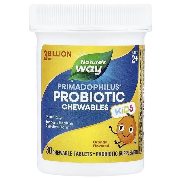 Пробіотики для дітей від 2 років, 3 млрд КУО, смак апельсину, Primadophilus Kids Probiotic, Nature's Way, 30 жувальних таблеток