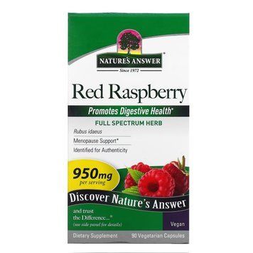 Красная малина, 950 мг, Red Raspberry, Nature's Answer, 90 вегетарианских капсул