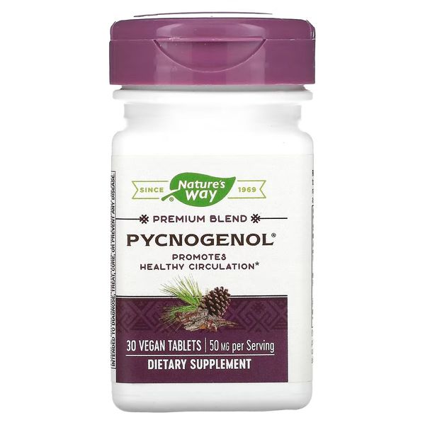 Пікногенол, Екстракт Сосновій Кори, Pycnogenol, Pine Bark Extract, Nature's Way, 50 мг, 30 таблеток