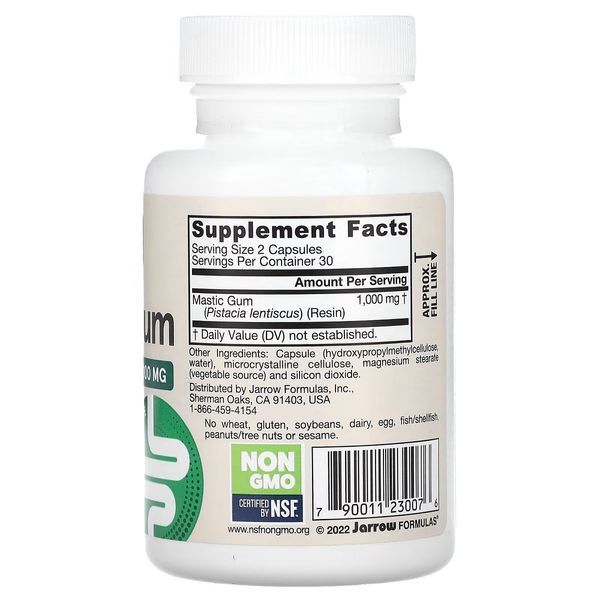 Мастикова смола, 500 мг, Mastic Gum, Jarrow Formulas, 60 вегетаріанських капсул