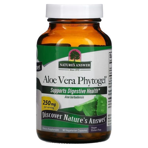 Алоэ вера фитогель, 250 мг, Aloe Vera Phytogel, Nature's Answer, 90 вегетарианских капсул