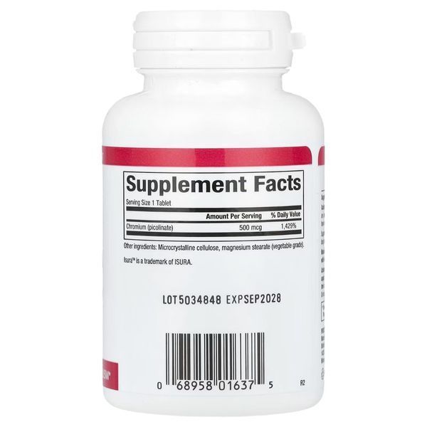 Хром Пиколинат, 500 мкг, Chromium Picolinate, Natural Factors, 90 таблеток
