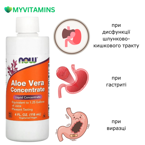 Алоэ Вера Концентрат, Aloe Vera Concentrate, Now Foods, 118 мл