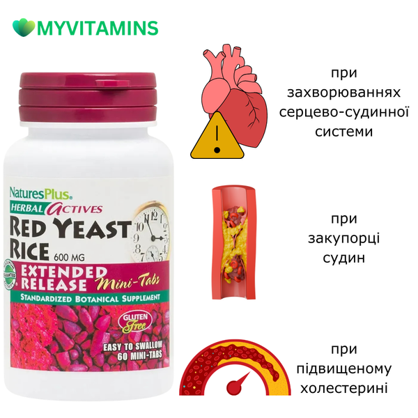 Красный Дрожжевой Рис 600мг, Herbal Actives, Natures Plus, 60 мини таблеток