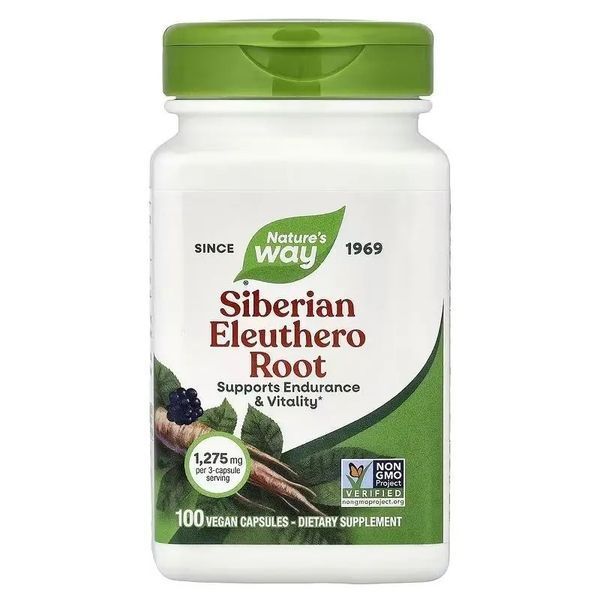 Елеутерокок сибірський, 1275 мг, Siberian Eleuthero Root, Nature's Way, 100 вегетаріанських капсул