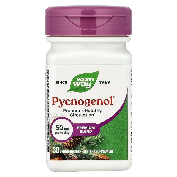 Пікногенол, Екстракт Сосновій Кори, Pycnogenol, Pine Bark Extract, Nature's Way, 50 мг, 30 таблеток