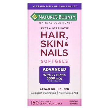 Здорова сила волосся, шкіри, нігтів, Extra Strength Hair, Skin & Nails, Nature's Bounty, 150 гелевих капсул