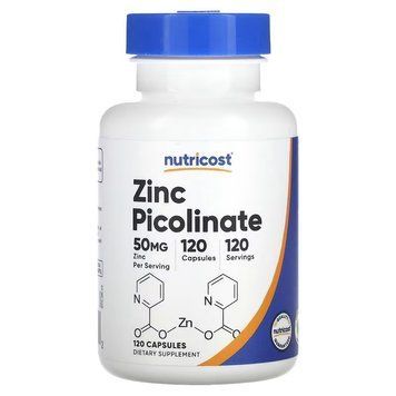 Цинк піколінат, 50 мг, Zinc Picolinate, Nutricost, 120 капсул
