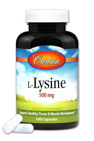 Лізин 500мг, L-Lysine, Carlson, 100 капсул