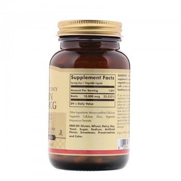 Біотин (В7) 10 000 мкг, Biotin, Solgar, 60 вегетаріанських капсул