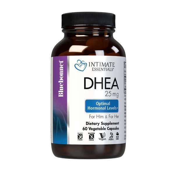 Дегідроепіандростерон, 25 мг, Intimate Essenitals, DHEA, Bluebonnet Nutrition, 60 вегетаріанських капсул