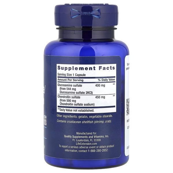 Глюкозамін та хондроїтин, Glucosamine & Chondroitin, Life Extension, 100 капсул