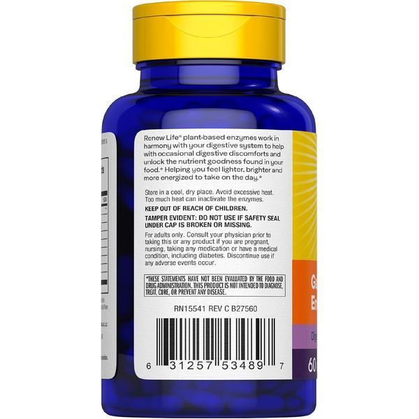 Здоровий кишечник, Gas Stop Enzyme Formula, Renew Life, 60 вегетаріанських капсул