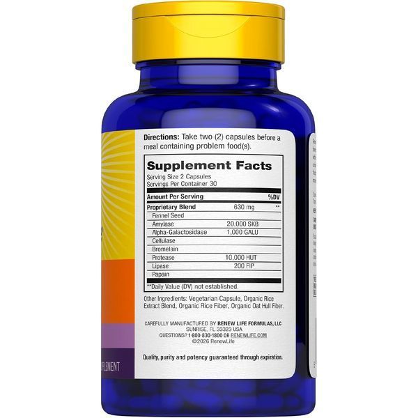 Здоровий кишечник, Gas Stop Enzyme Formula, Renew Life, 60 вегетаріанських капсул
