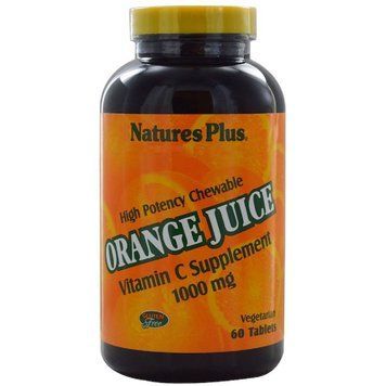Витамин С, Orange Juice Vitamin C, 1000 мг, Natures Plus, 60 жевательных таблеток