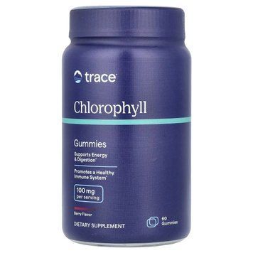 Хлорофилл, 50 мг, вкус ягод, Chlorophyll Gummies, Trace Minerals, 60 жевательных конфет