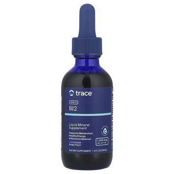 Вітамін B12 іонний у краплях, 1000 мкг, смак винограду, Ionic B12, Trace Minerals, 59 мл