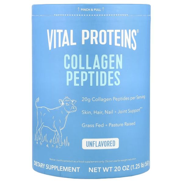 УЦІНКА Пептиди колагену без ароматизаторів, Vital Proteins, Collagen Peptides, Unflavored, 12 унцій (567г) (м'ята банка)