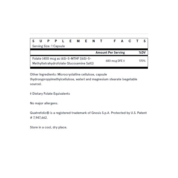 Метил Фолієва Кислота (Метилфолат) 400 мкг, Methyl Folate, Jarrow Formulas, 60 вегетаріанських капсул