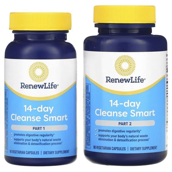 Очищение и детокс, 30-дневная программа, Advanced Cleanse Smart, Renew Life, 2 баночки по 60 вегетарианских капсул