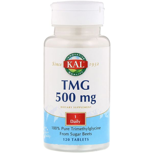 Триметилгліцин, TMG (ТМГ), 500 мг, KAL, 500 mg, 120 таблеток