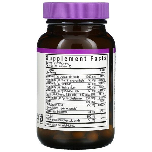 Стрес В-Комплекс, Stress B-Complex, Bluebonnet Nutrition, 50 вегетаріанських капсул