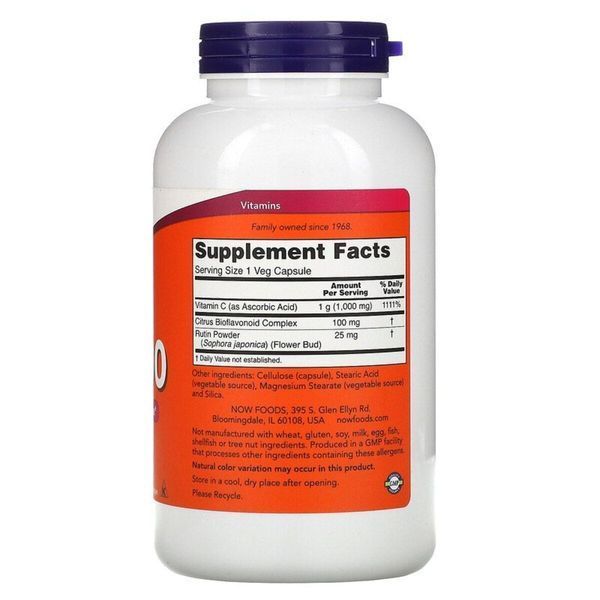 Вітамін C-1000, з 100 мг біофлавоноїдів, With 100 mg of Bioflavonoids, Now Foods, 250 вегетаріанських капсул