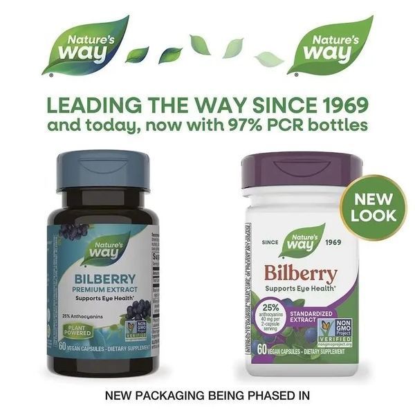 Черника, премиум экстракт, Bilberry, Premium Extract, Nature's Way, 60 вегетарианских капсул