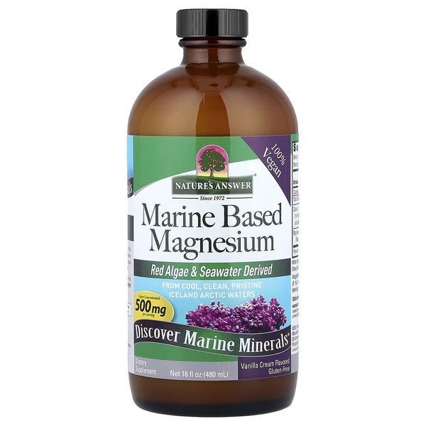 Магній на морській основі, 500 мг, смак ванілі, Marine Based Magnesium, Nature's Answer, 480 мл