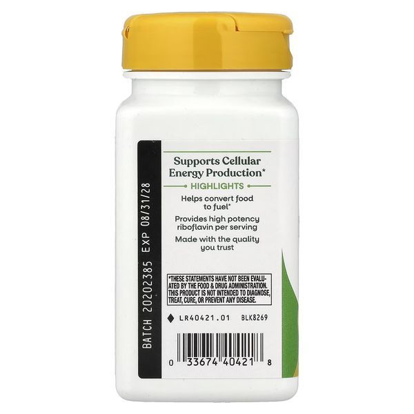 Рибофлавин, Витамин B2, 100 мг, Riboflavin, Vitamin B2, Nature's Way, 100 капсул