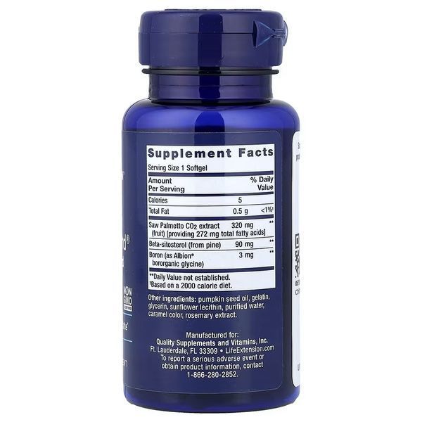 Со Пальметто с бета-ситостеролом, мужское здоровье, Saw Palmetto and Beta-Sitosterol, Life Extension, 30 гелевых капсул