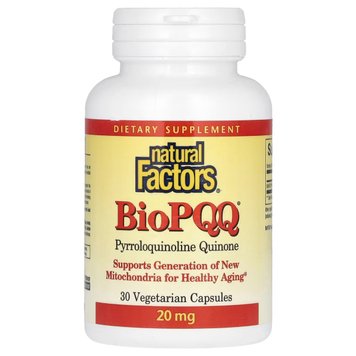 Пірролохінолінхінон PQQ, 20 мг, BioPQQ, Natural Factors, 30 вегетаріанських капсул