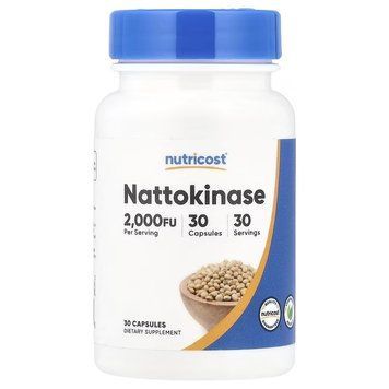Наттокіназа, 100 мг, Nattokinase, Nutricost, 30 капсул