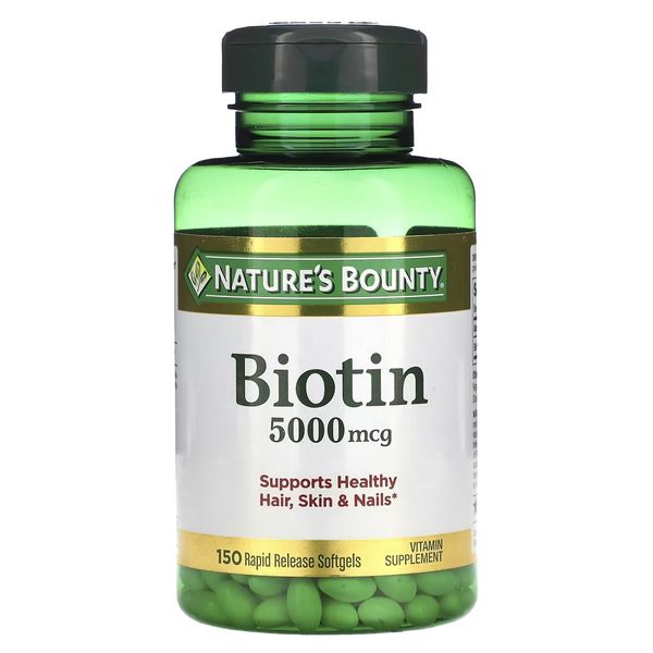 Біотин швидкого вивільнення, 5000 мкг, Biotin, Nature's Bounty, 150 гелевих капсул