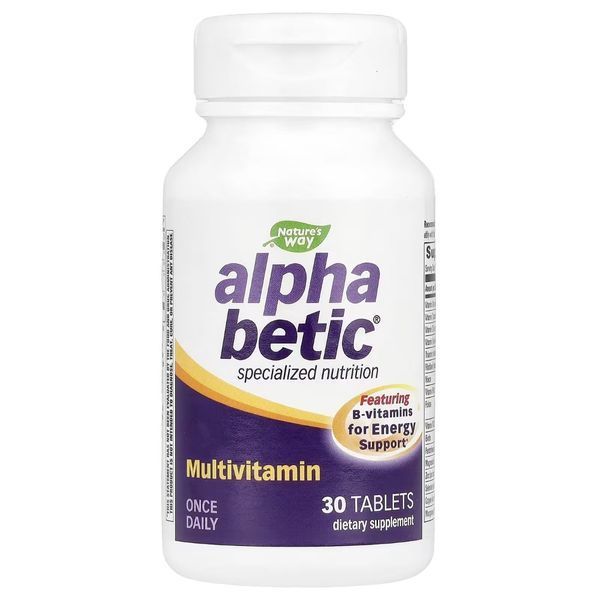 Мультивитамины для людей с диабетом или преддиабетом, Alpha Betic Multivitamin, Nature's Way, 30 таблеток
