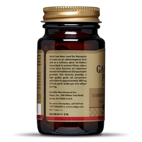 Часникова олія Перлес, Garlic Oil Perles, з ослабленим запахом, Solgar, 100 желатинових капсул
