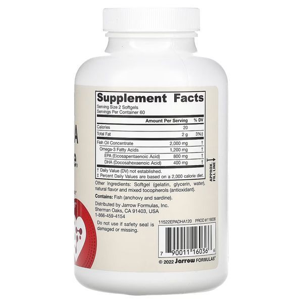 Риб'ячий жир баланс, EPA-DHA Balance, Jarrow Formulas, 120 гелевих капсул
