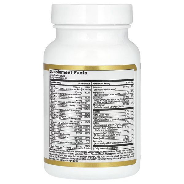Мультивитамины и минералы, Multivitamin and Mineral, Two-A-Day, California Gold Nutrition, 60 вегетарианских капсул