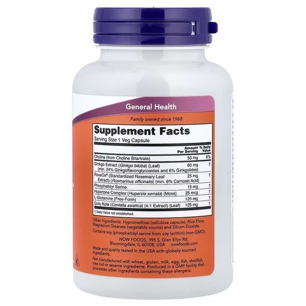 Комплекс для Підтримки Мозку, Brain Elevate, Now Foods, 120 Вегетаріанських Капсул