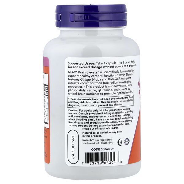 Комплекс для Підтримки Мозку, Brain Elevate, Now Foods, 120 Вегетаріанських Капсул