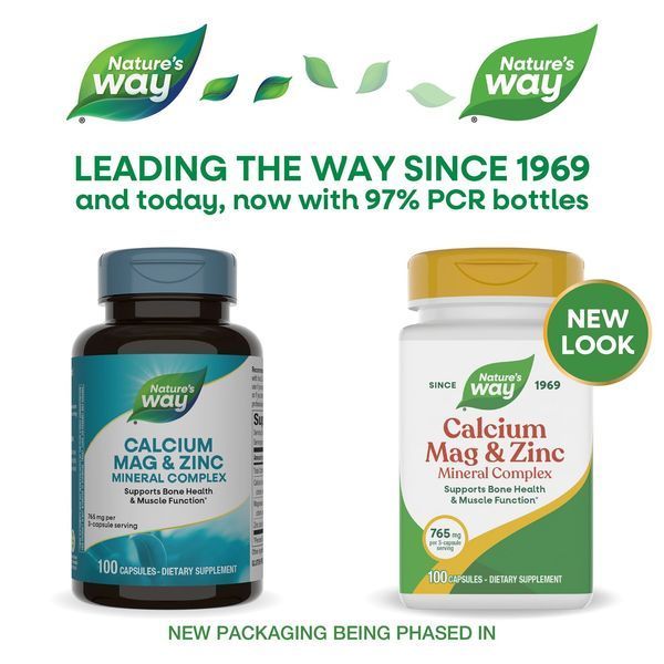 Мінеральний комплекс Кальцій Магній Цинк, 765 мг, Calcium Mag & Zinc Mineral Complex, Nature's Way, 100 капсул