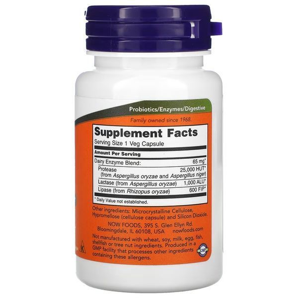 Пищеварительные ферменты, Dairy Digest Complete, Now Foods, 90 вегетарианских капсул