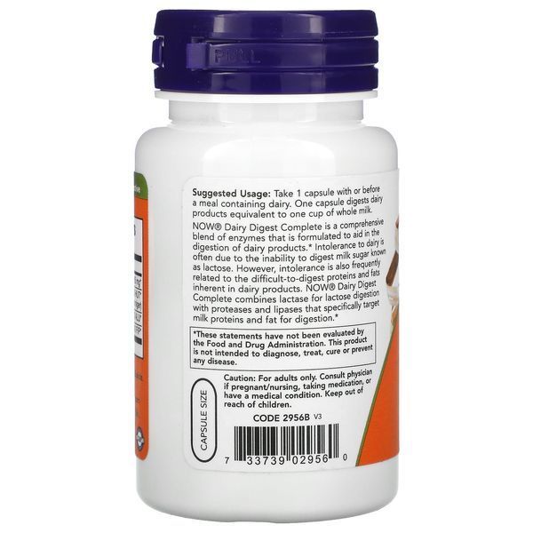 Пищеварительные ферменты, Dairy Digest Complete, Now Foods, 90 вегетарианских капсул