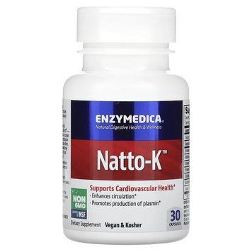Наттокиназа, Natto-K, Enzymedica, 30 капсул