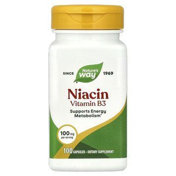 Ніацин, Вітамін B3, 100 мг, Niacin, Vitamin B3, Nature's Way, 100 капсул