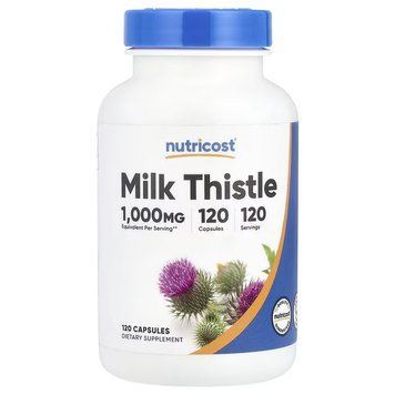 Розторопша, 1000 мг, Milk Thistle, Nutricost, 120 капсул