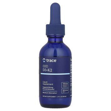 Вітаміни D3 та K2 іонізовані в краплях, Ionic D3+K2, Trace Minerals, 59 мл